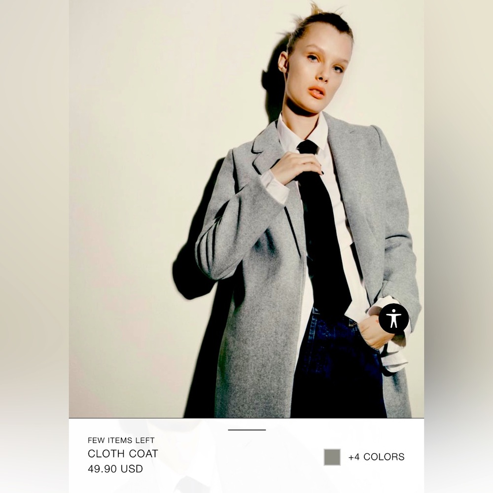Zara 'Cloth Coat' in Gray Marl - Medium, Like New